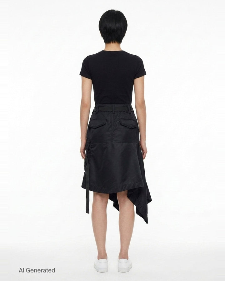 Nylon Twill Asymmetric Cargo Skirt | sacai | Club21 - back