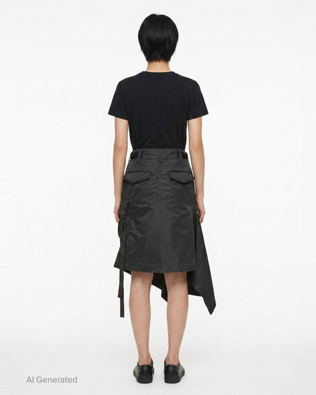Nylon Twill Asymmetric Cargo Skirt | sacai | Club21 - back
