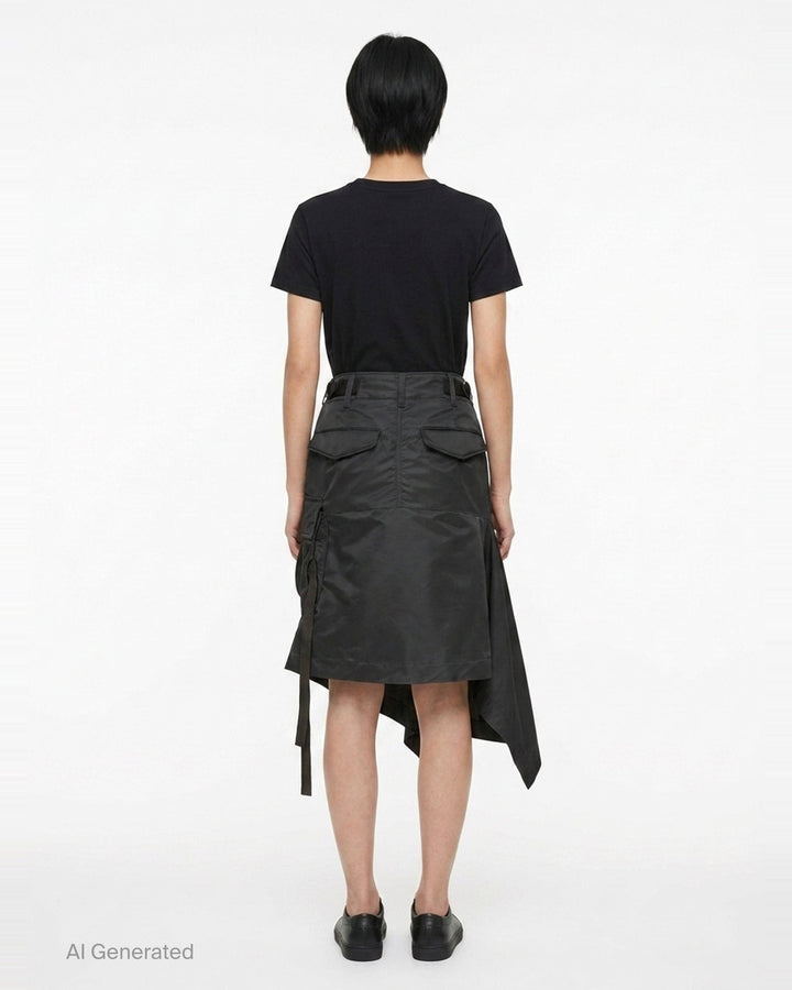 Nylon Twill Asymmetric Cargo Skirt | sacai | Club21 - back