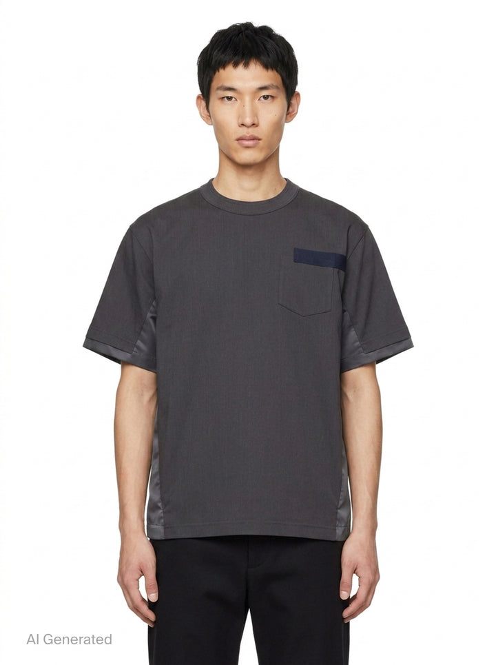 Nylon Twill Cotton Jersey T-Shirt | sacai | Club21 - front
