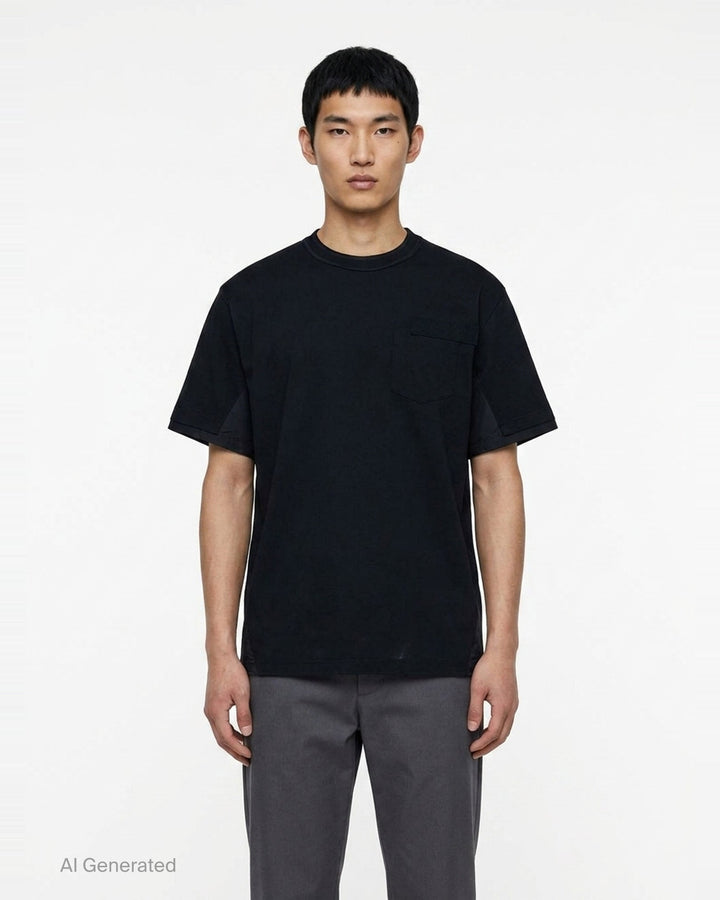 Nylon Twill Cotton Jersey T-Shirt | sacai | Club21 - front