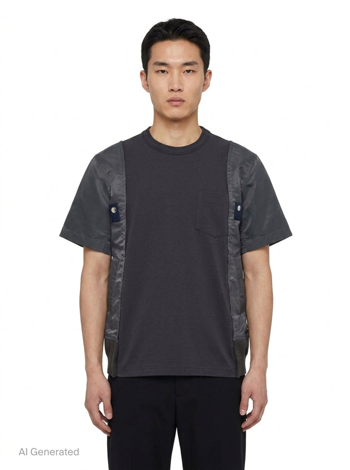 Nylon Twill Cotton Jersey T-Shirt | sacai | Club21 - front