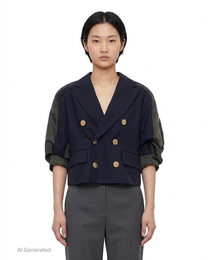 Nylon Twill Suiting Hybrid Jacket | sacai | Club21 - front