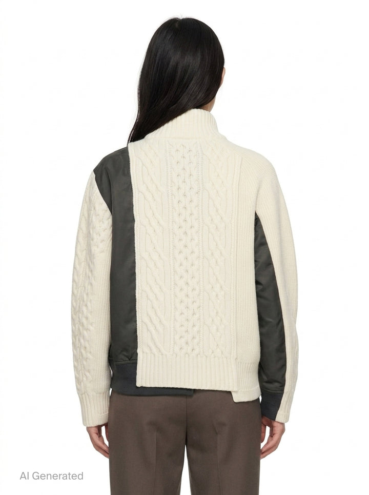 Nylon Twill Wool Knit Blouson | sacai | Club21 - back