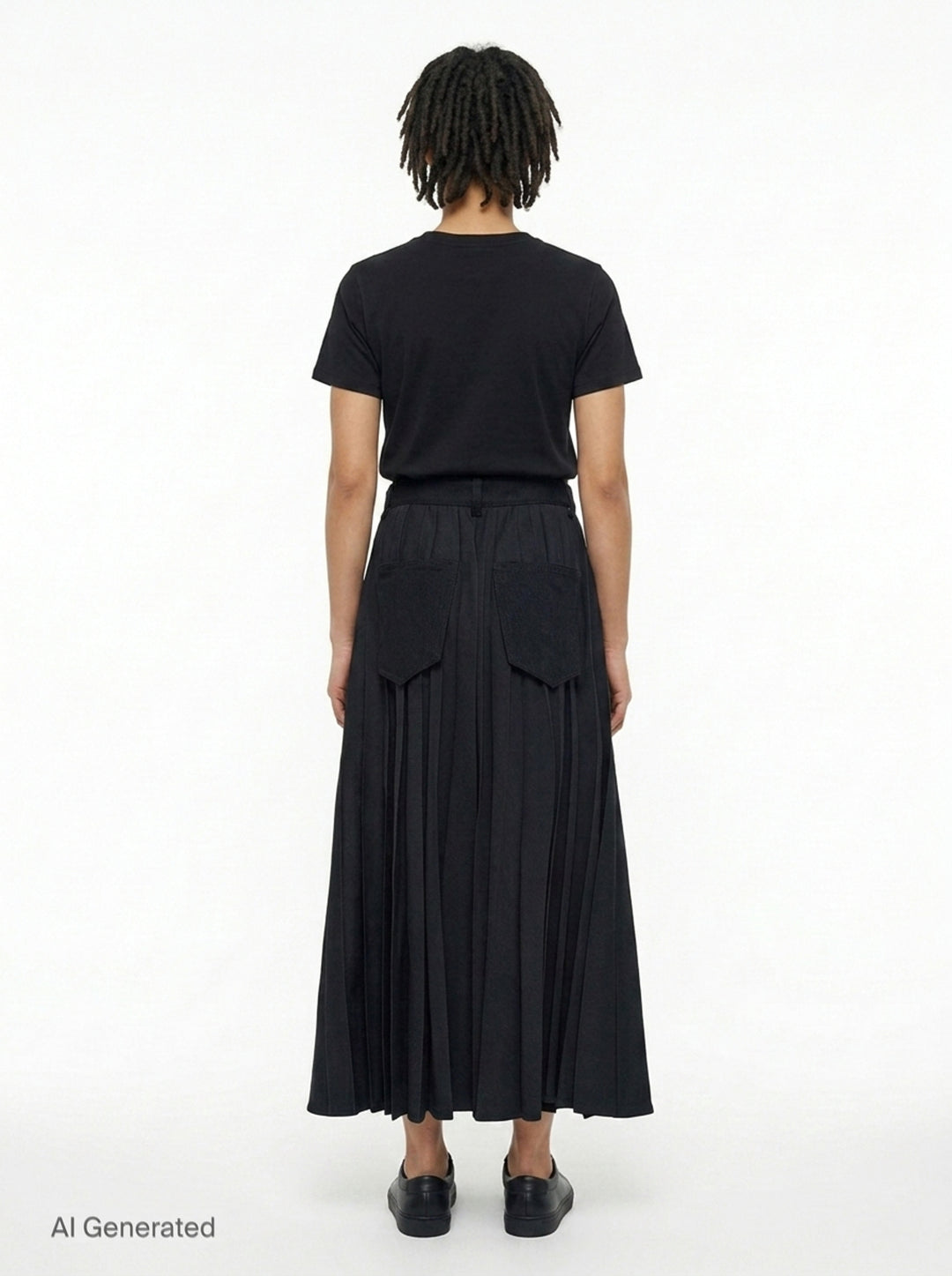 Pleated Denim Maxi Skirt | sacai | Club21 - back