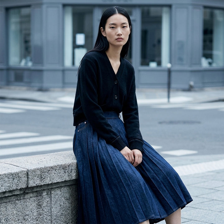 Pleated Denim Maxi Skirt | sacai | Club21 - lifestyle