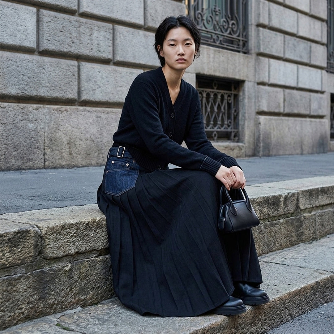 Pleated Denim Maxi Skirt | sacai | Club21 - lifestyle