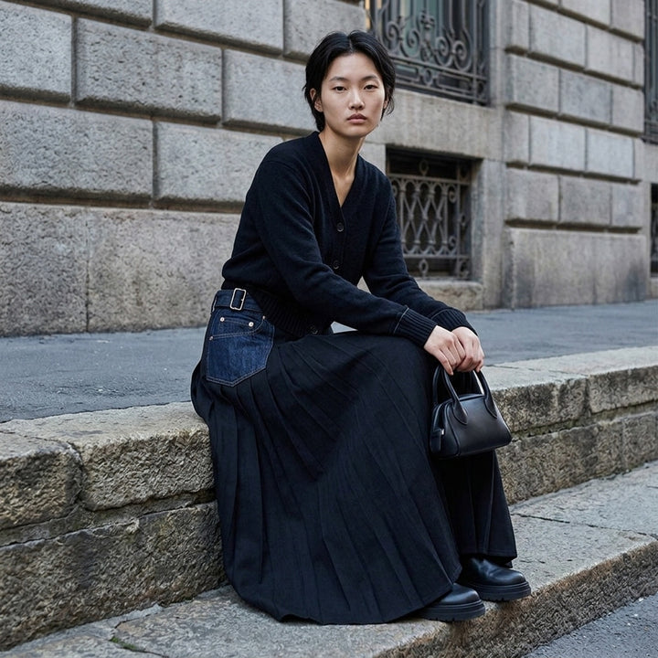 Pleated Denim Maxi Skirt | sacai | Club21 - lifestyle