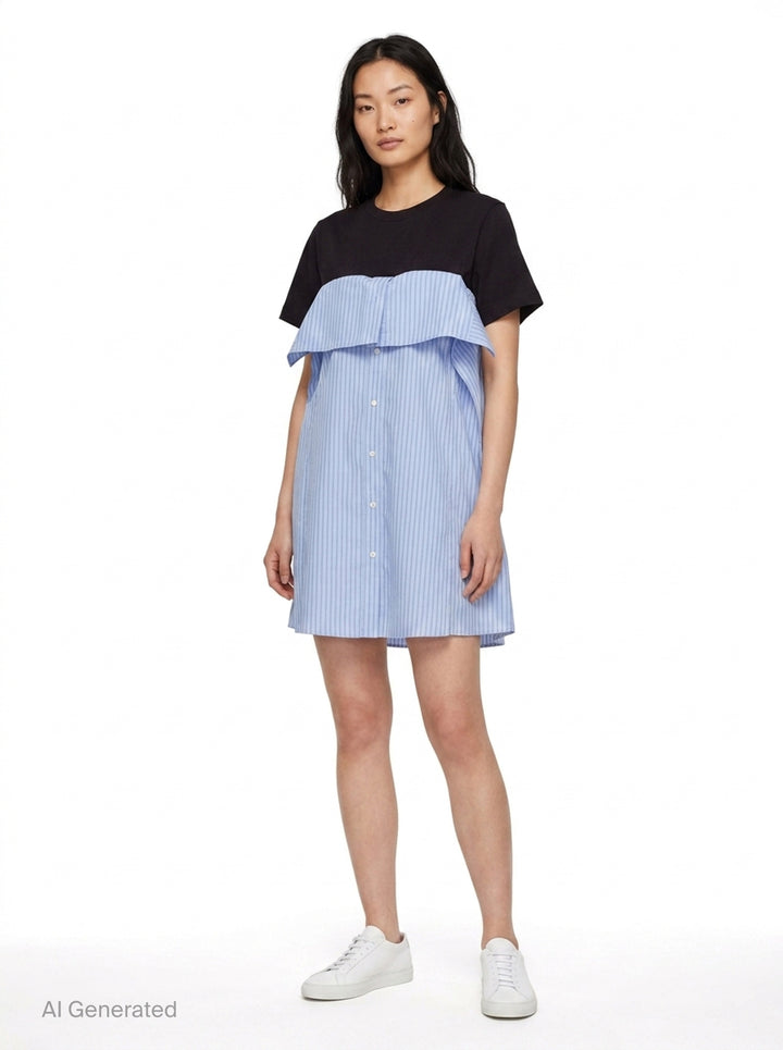Poplin Cotton Jersey Dress | sacai | Club21 - front