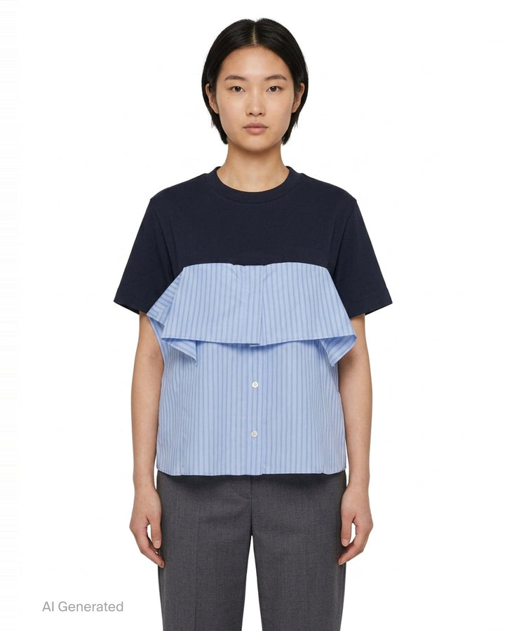 Poplin Cotton Jersey T-Shirt | sacai | Club21 - front