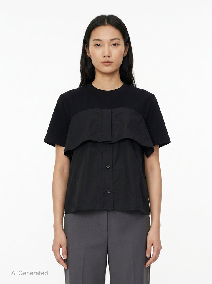Poplin Cotton Jersey T-Shirt | sacai | Club21 - front