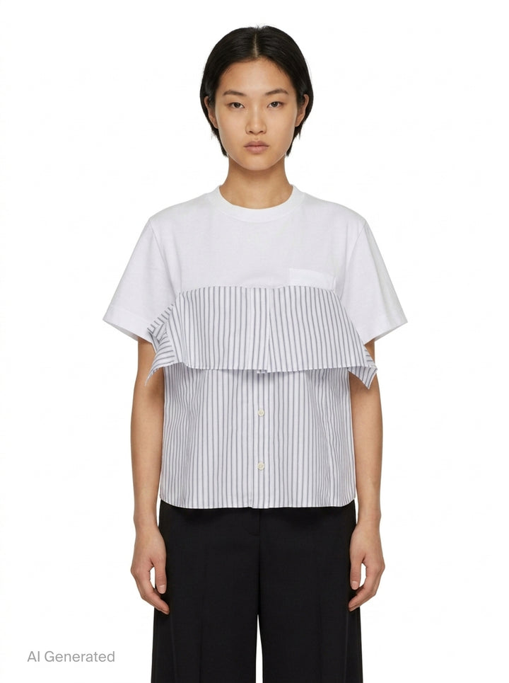 Poplin Cotton Jersey T-Shirt | sacai | Club21 - front