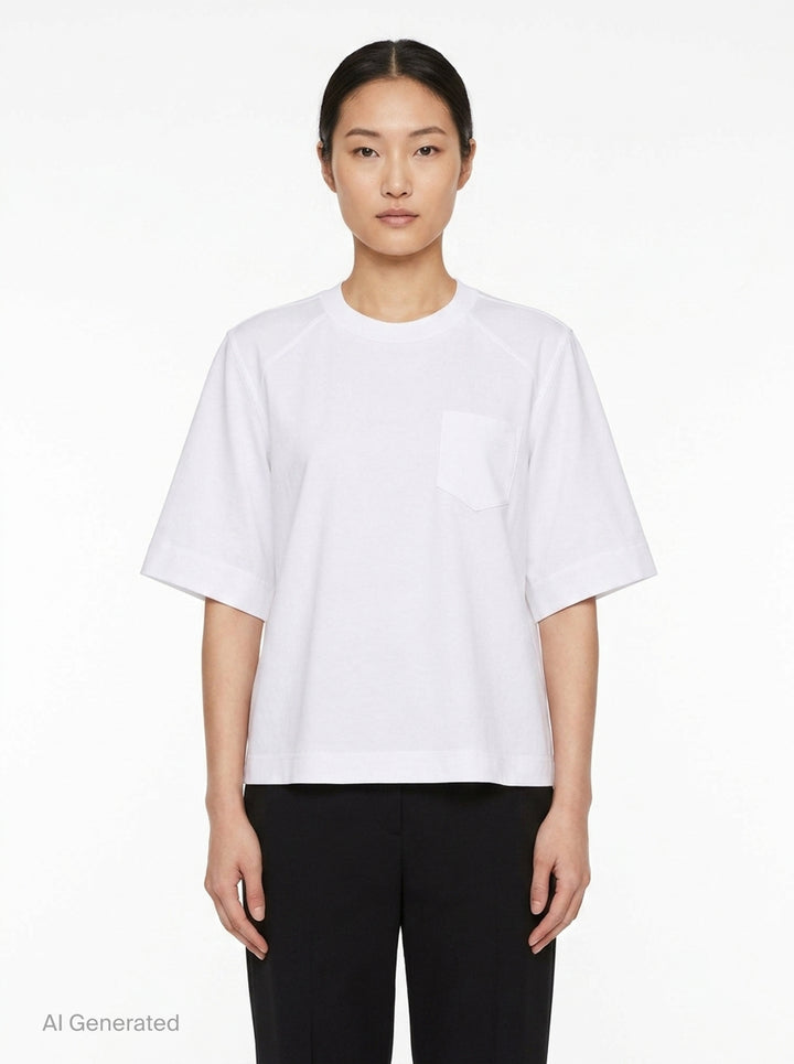 Poplin Cotton Jersey Tee | sacai | Club21 - front