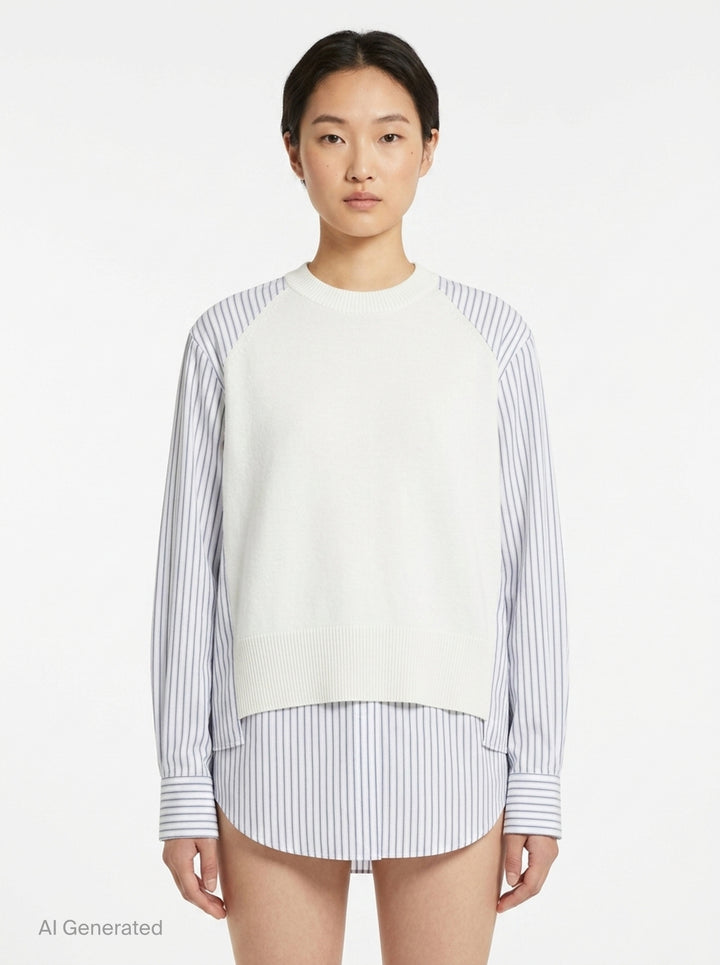 Poplin Cotton Knit Pullover | sacai | Club21 - front