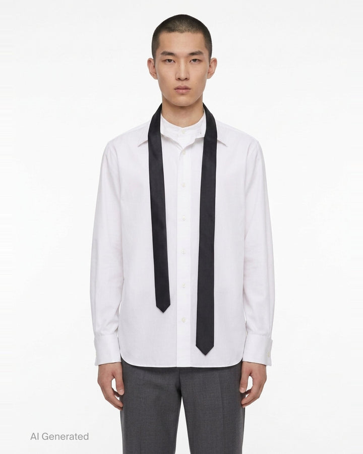 Poplin Shirt with Satin Tie | sacai | Club21 - front