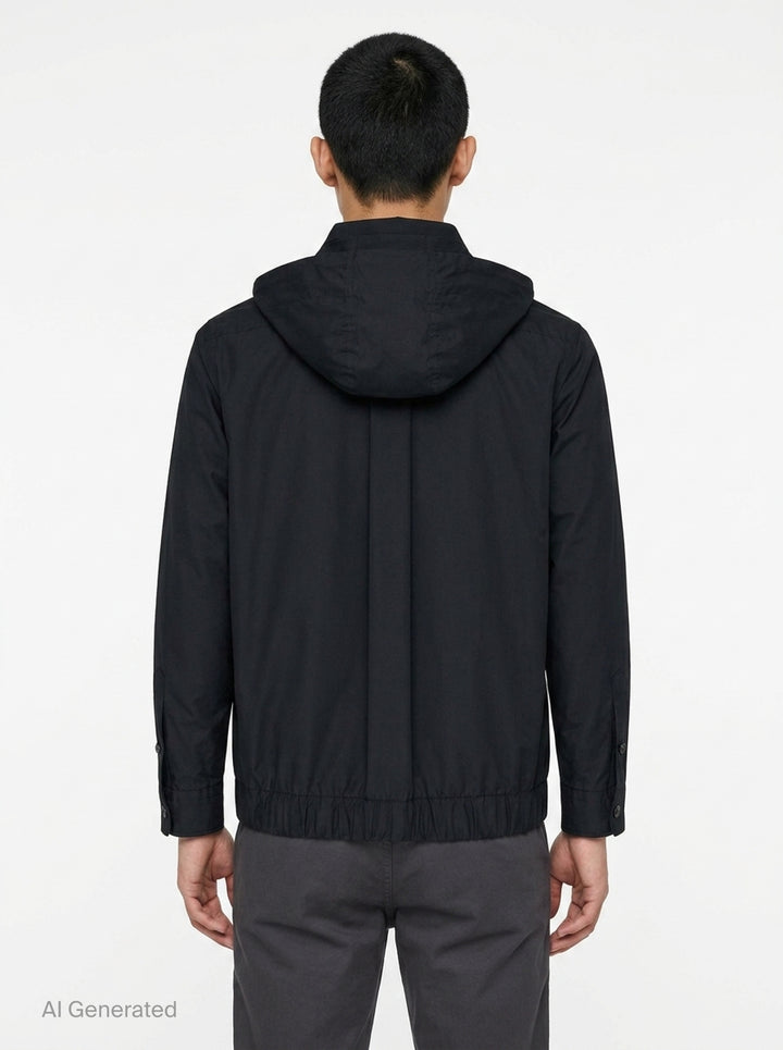 Poplin Striped Hoodie Jacket | sacai | Club21 - back