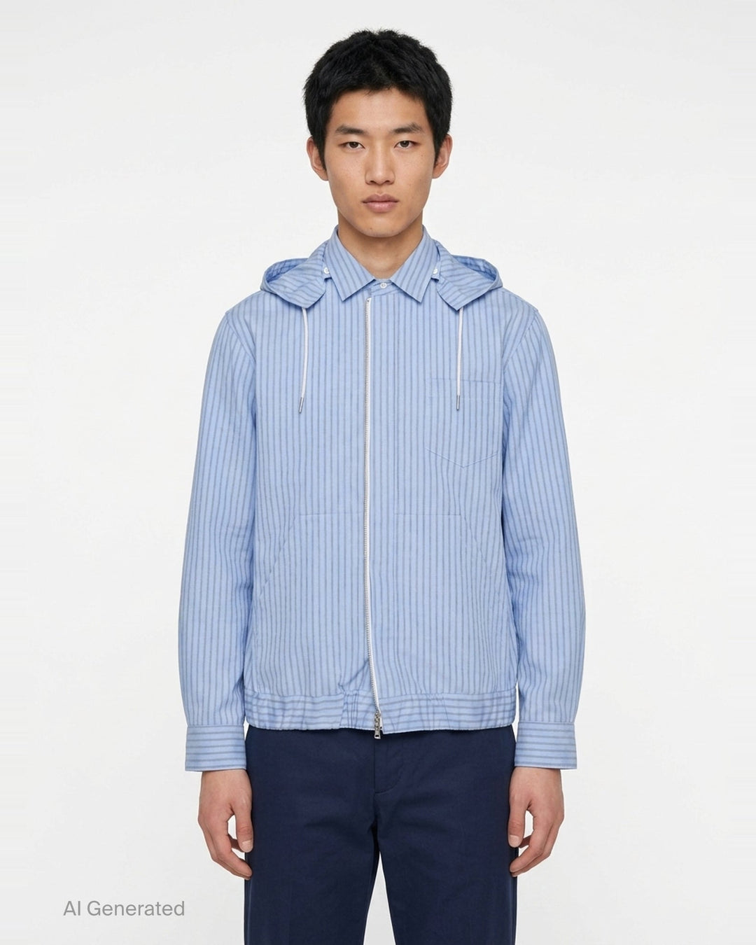Poplin Striped Hoodie Jacket | sacai | Club21 - front