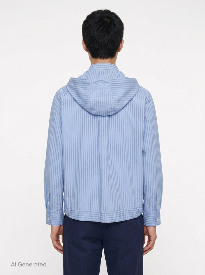 Poplin Striped Hoodie Jacket | sacai | Club21 - back