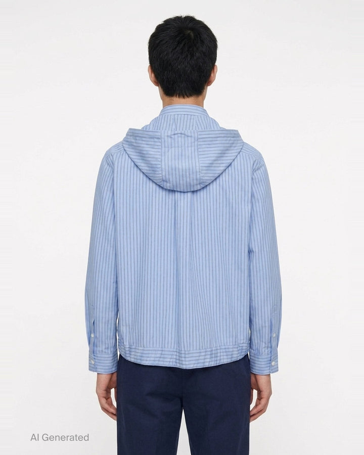 Poplin Striped Hoodie Jacket | sacai | Club21 - back