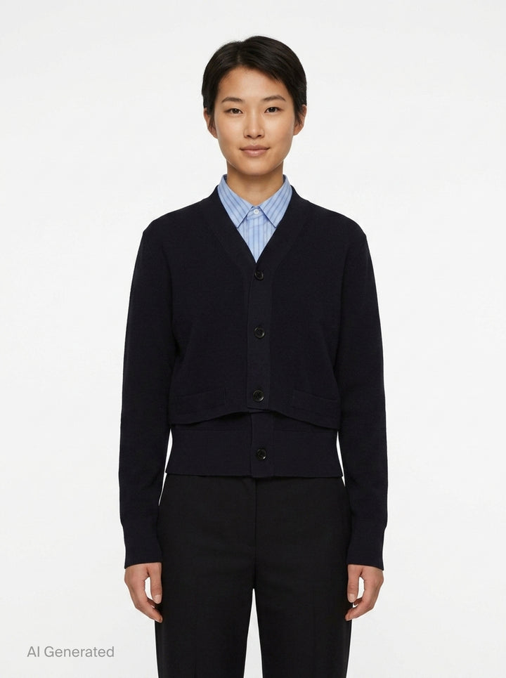 Poplin x Cotton Knit Cardigan | sacai | Club21 - front
