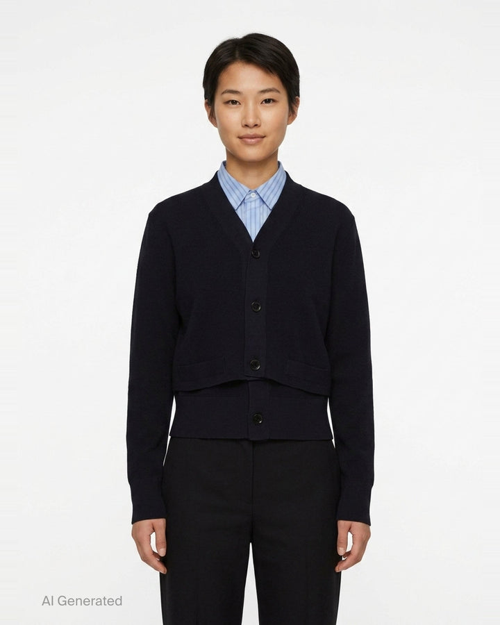 Poplin x Cotton Knit Cardigan | sacai | Club21 - front