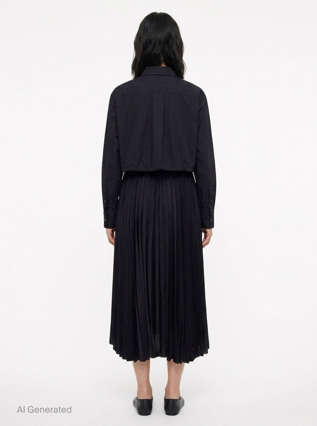 Poplin x Satin Pleated Dress | sacai | Club21 - back