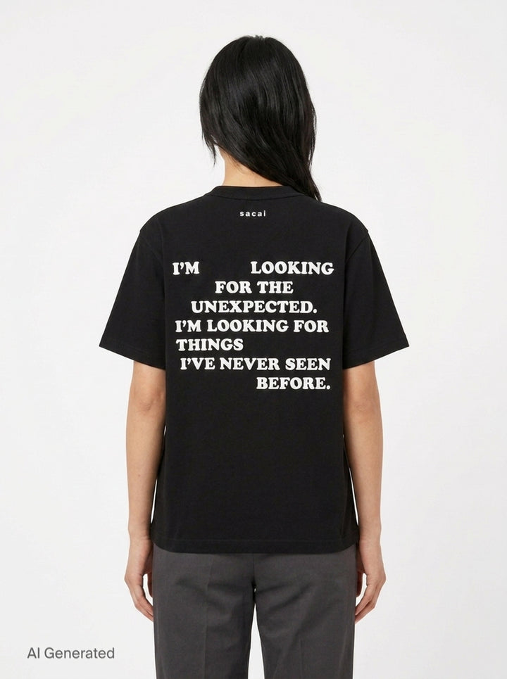 sacai Robert Mapplethorpe Graphic Tee in black, featuring a square monochrome photographic print of two tulips — one in bloom and one wilting — on the chest, with a relaxed boxy fit and crew neckline - back