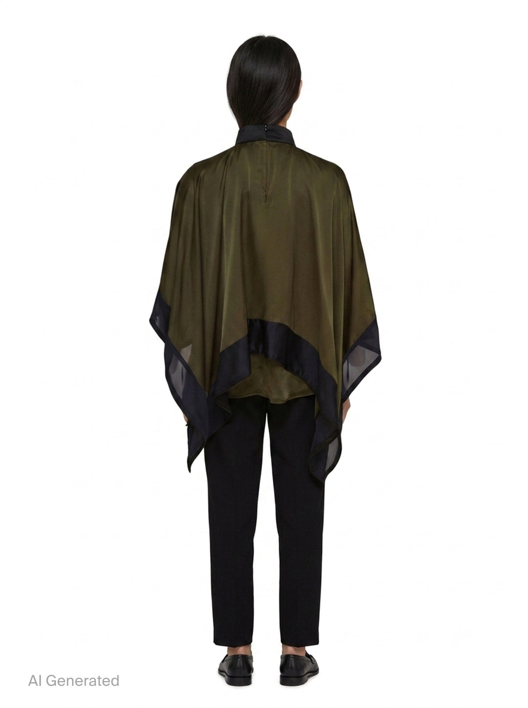 Satin Chiffon Poncho Top | sacai | Club21 - back