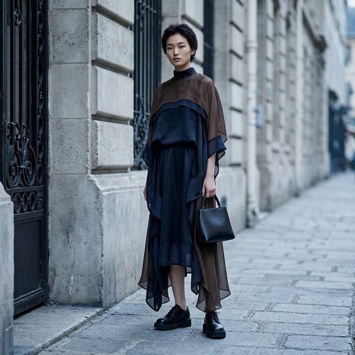 Satin x Chiffon Dress | sacai | Club21 - lifestyle