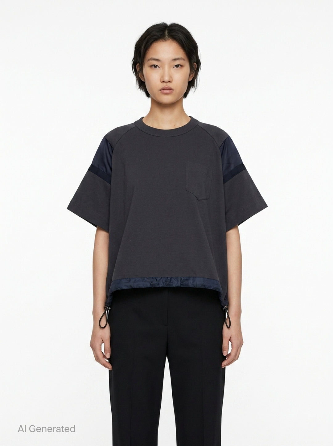 Satin x Cotton Jersey T-Shirt | sacai | Club21 - front