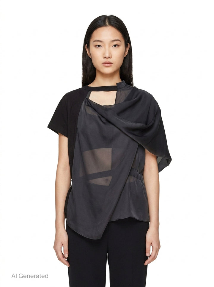 Satin x Cotton Jersey Tee | sacai | Club21 - front
