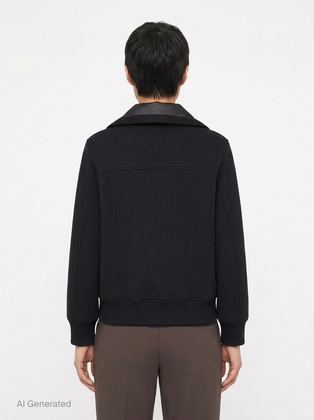 sacai Sponge Sweat Blouson in black, featuring a quilted nylon bib front, oversized spread collar, four cargo pockets, grommet strap detail, and ribbed cuffs - back