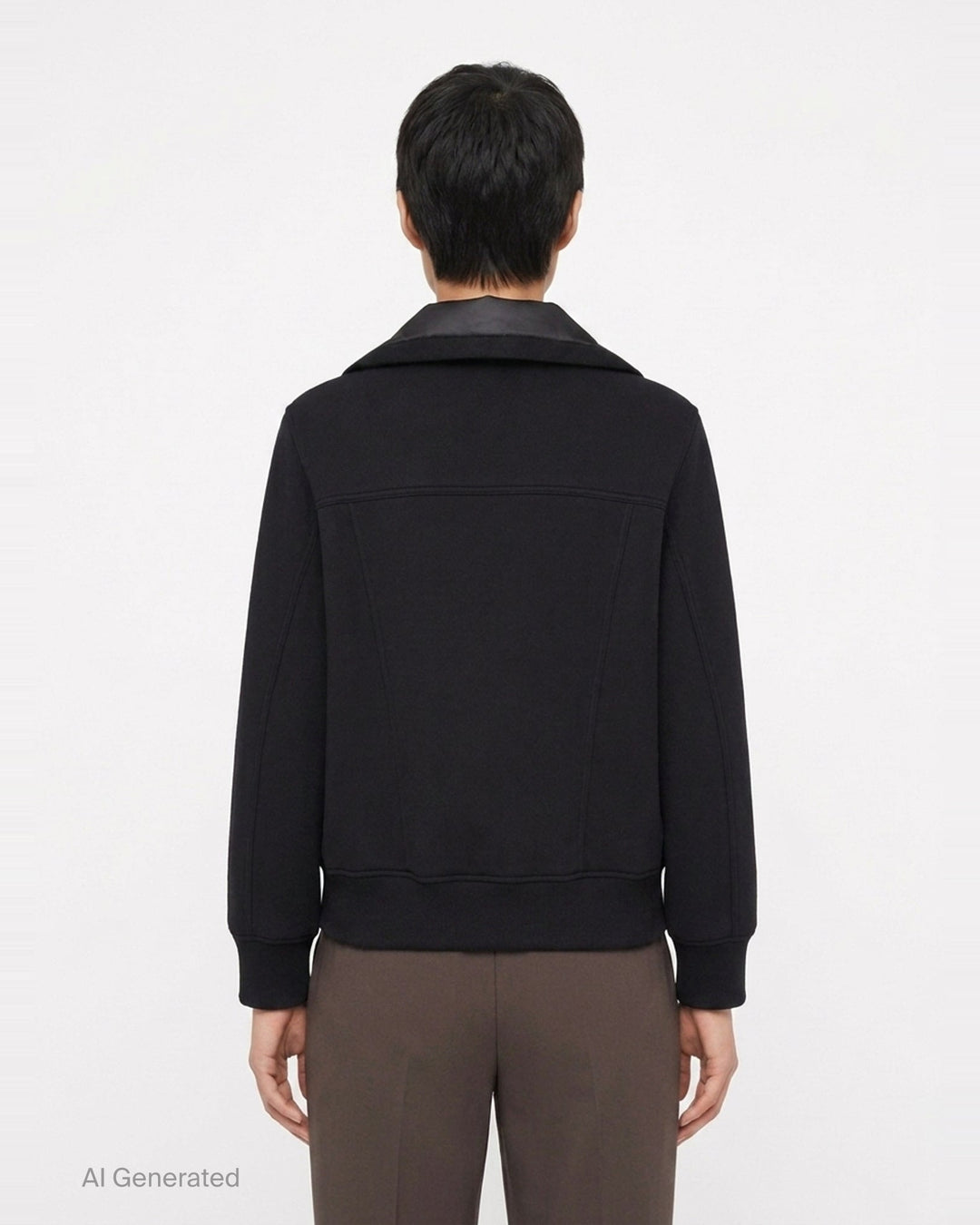 sacai Sponge Sweat Blouson in black, featuring a quilted nylon bib front, oversized spread collar, four cargo pockets, grommet strap detail, and ribbed cuffs - back