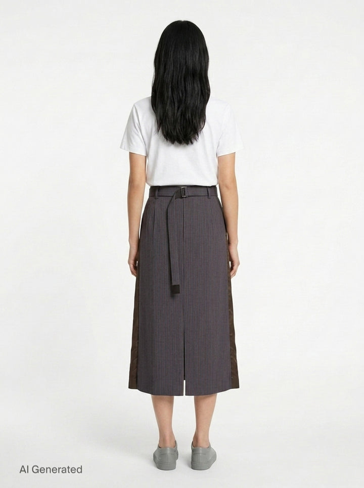 Stripe Doeskin Midi Skirt | sacai | Club21 - back