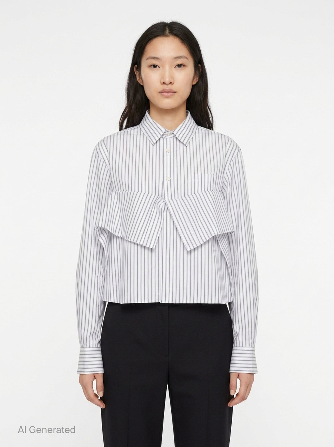 Striped Cropped Poplin Shirt | sacai | Club21 - front