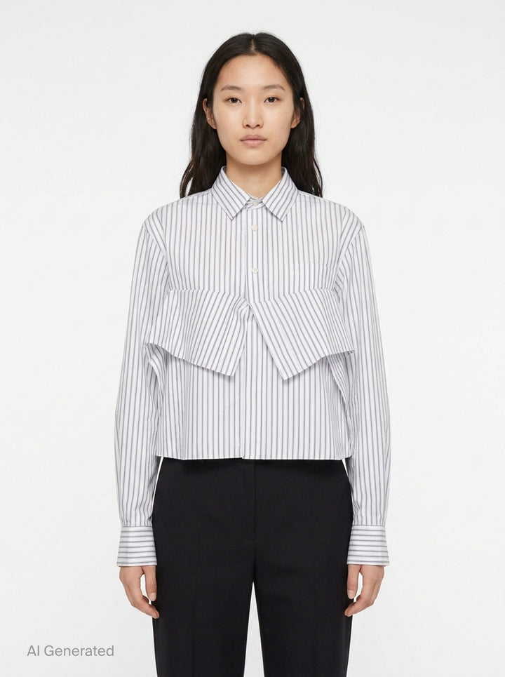 Striped Cropped Poplin Shirt | sacai | Club21 - front