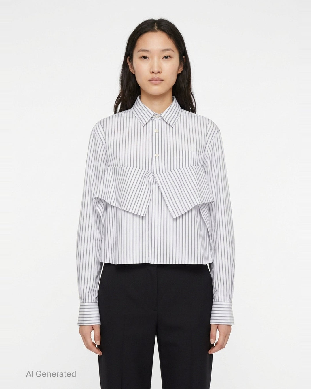 Striped Cropped Poplin Shirt | sacai | Club21 - front