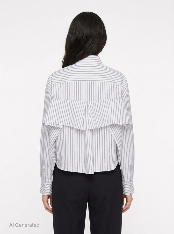 Striped Cropped Poplin Shirt | sacai | Club21 - back