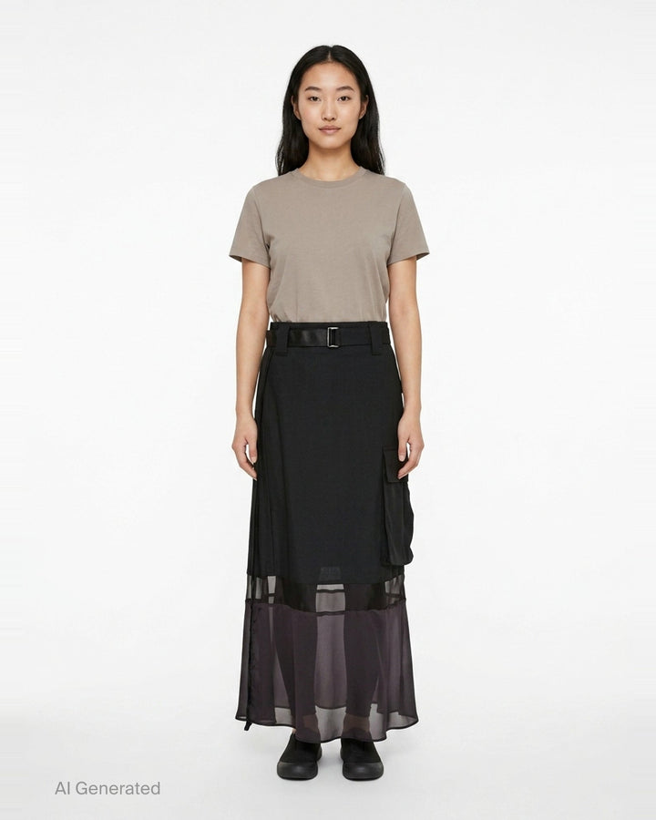 Suiting Mix Midi Skirt | sacai | Club21 - front