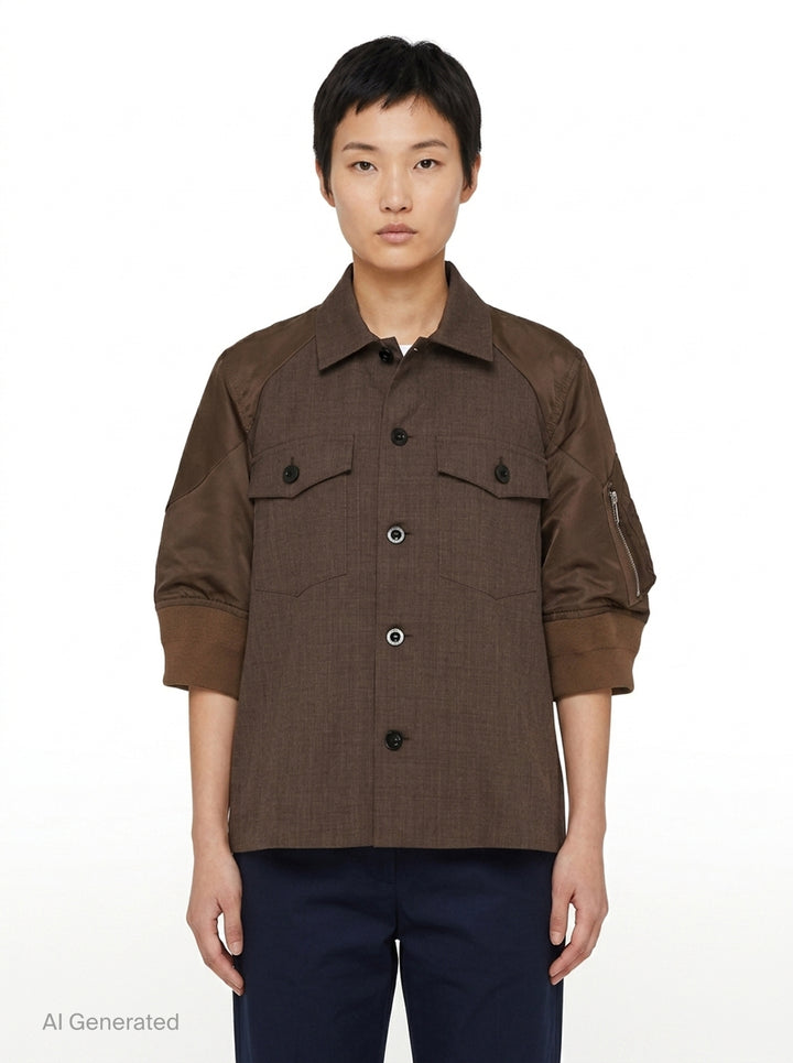 Suiting Nylon Twill Shirt Jacket | sacai | Club21 - front