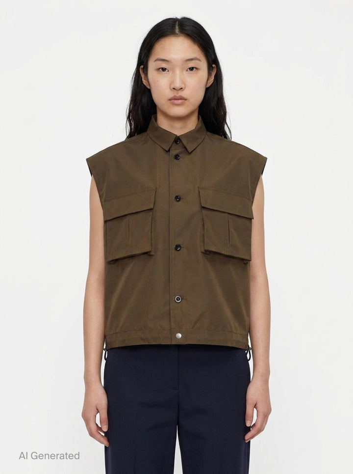 Taffeta Bonding Satin Vest | sacai | Club21 - front