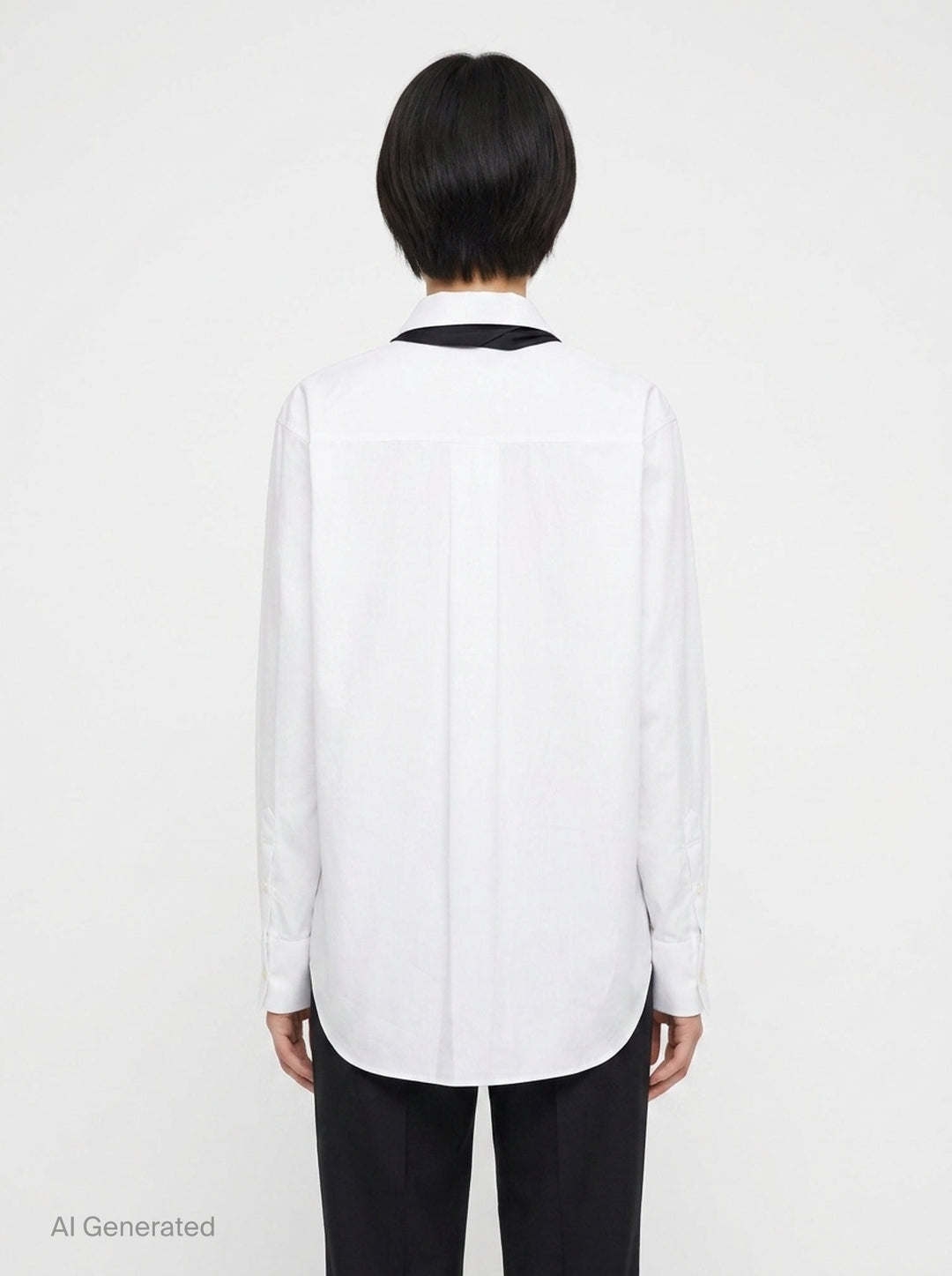 White Poplin Scarf Shirt | sacai | Club21 - back
