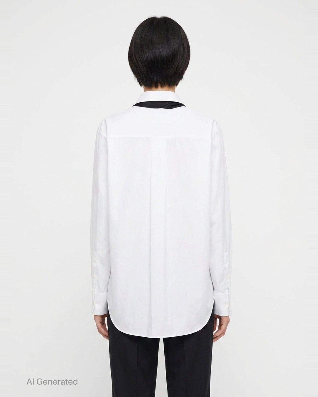White Poplin Scarf Shirt | sacai | Club21 - back