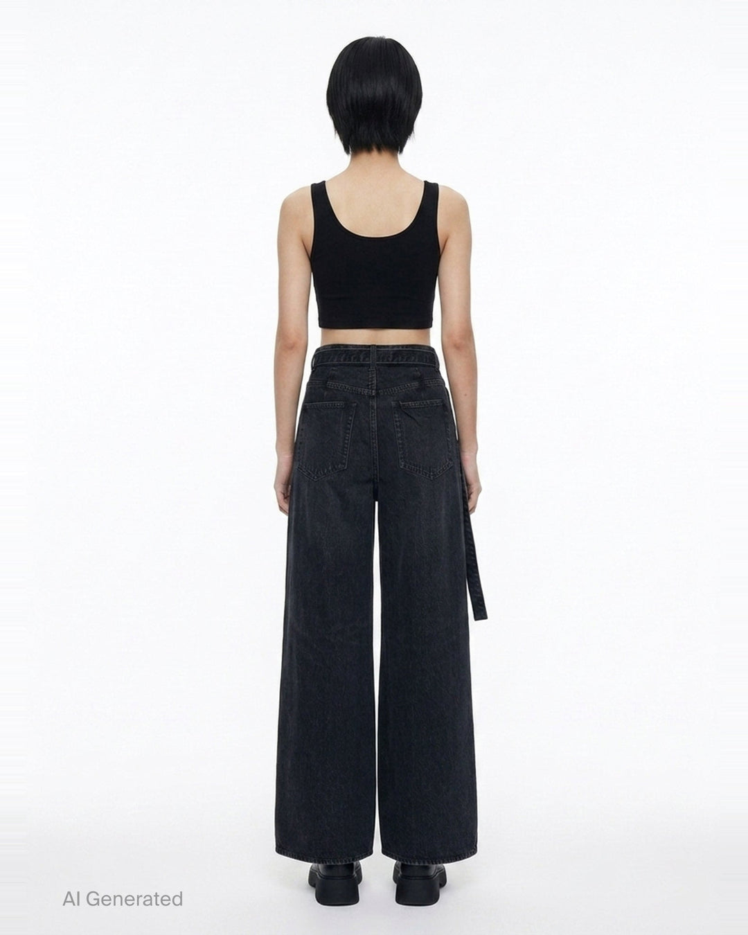 Wide Leg Belted Denim Pants | sacai | Club21 - back