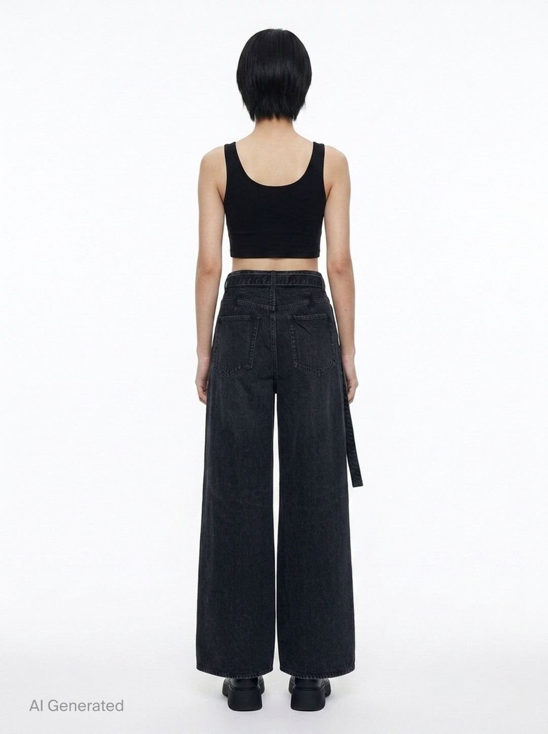 Wide Leg Belted Denim Pants | sacai | Club21 - back