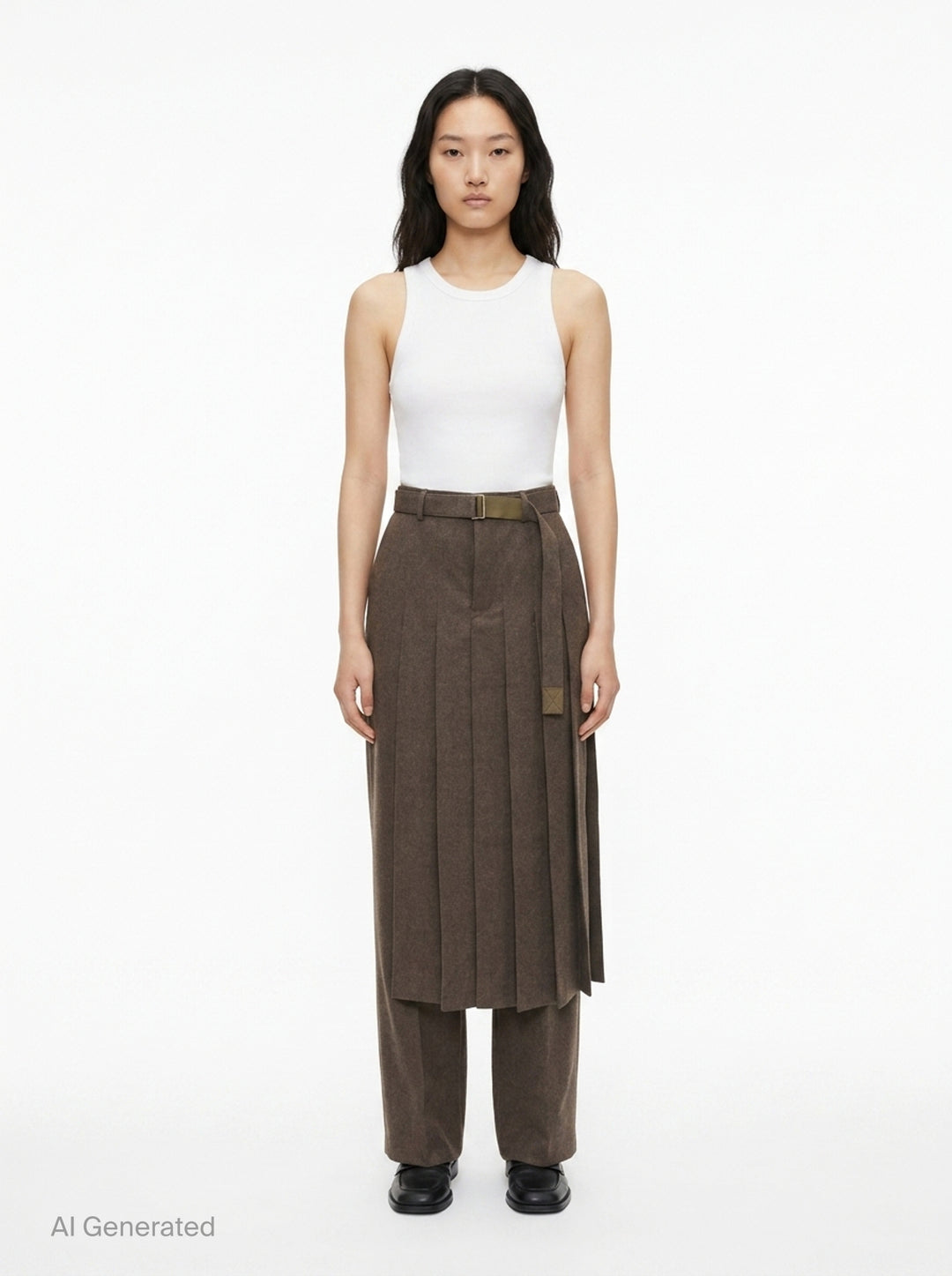 Wool Flannel Layered Pants | sacai | Club21 - front
