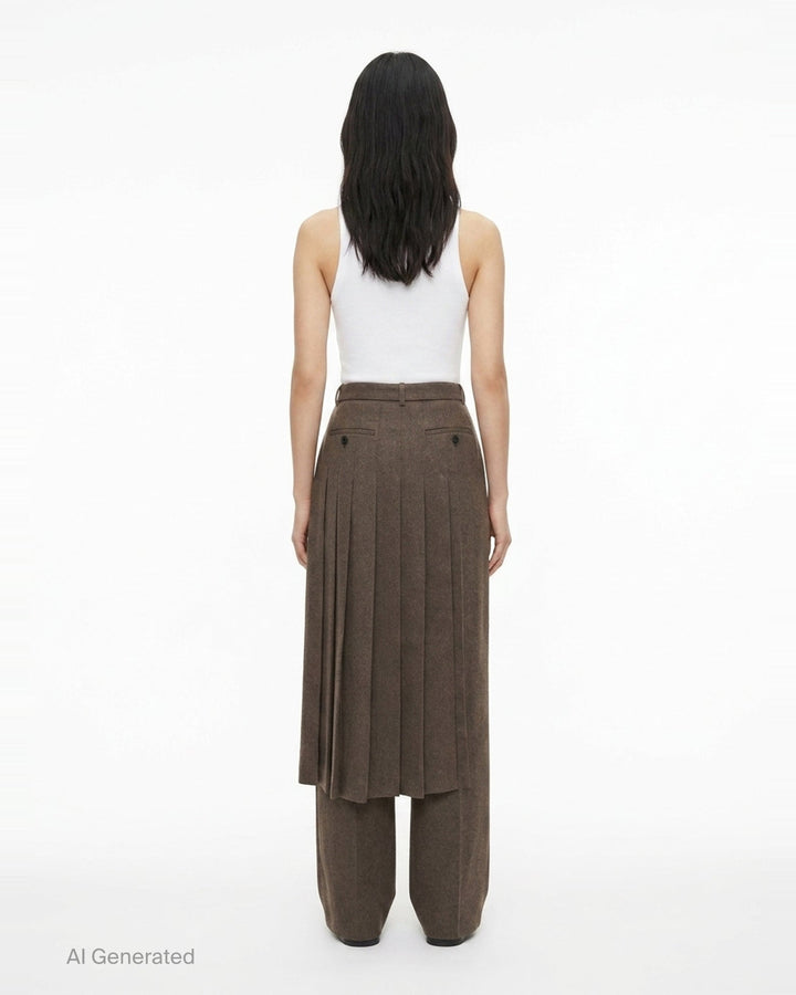 Wool Flannel Layered Pants | sacai | Club21 - back