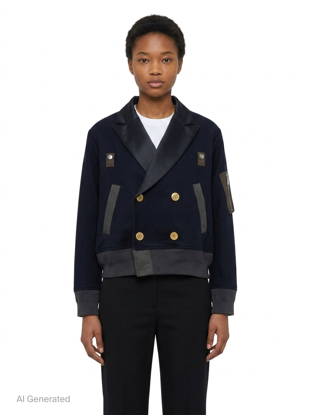 Wool Flannel Nylon Twill Jacket | sacai | Club21 - front