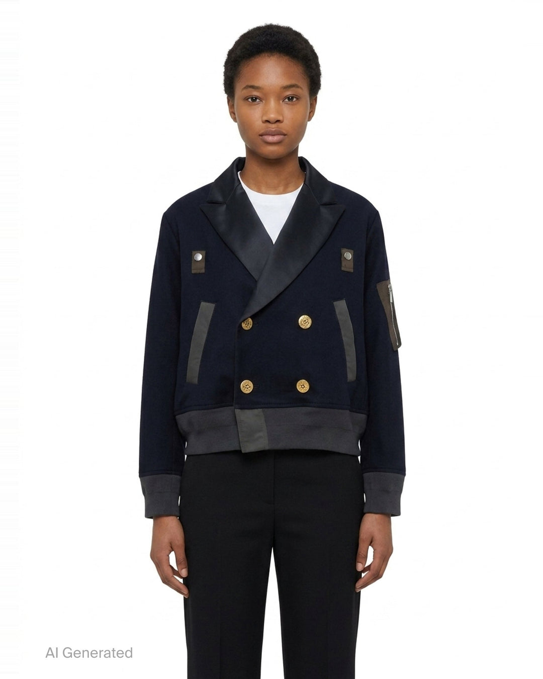 Wool Flannel Nylon Twill Jacket | sacai | Club21 - front