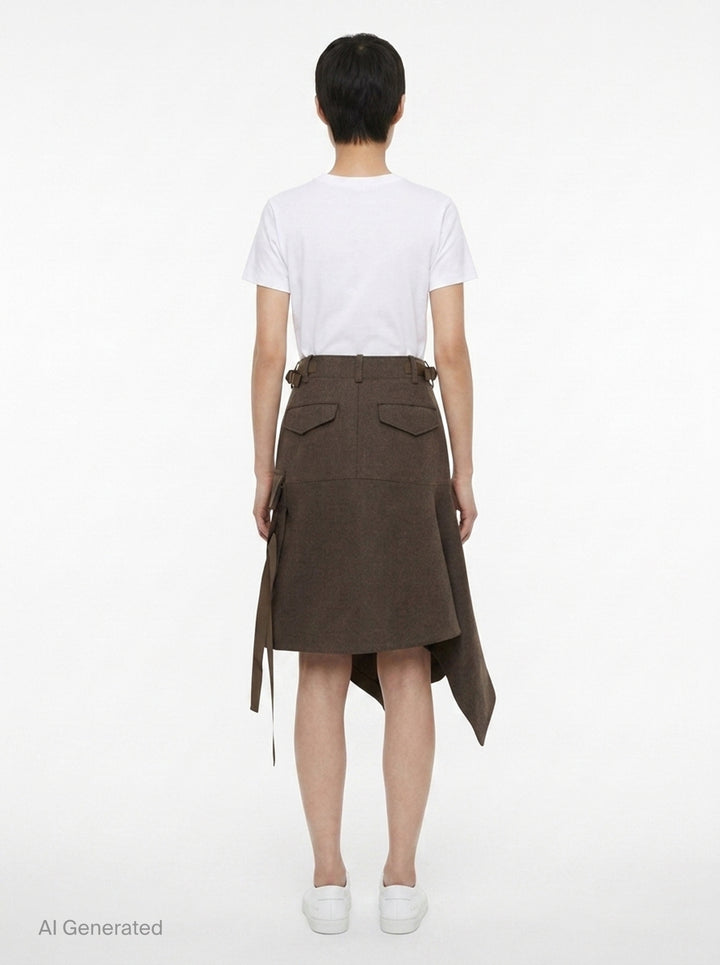 Wool Melton Asymmetric Cargo Skirt | sacai | Club21 - back
